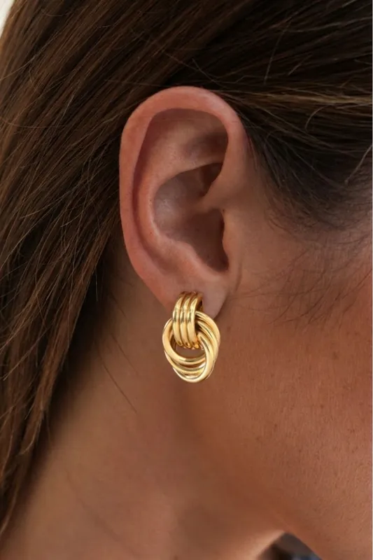 18K Gold Plated Double Knot Earrings - Serla