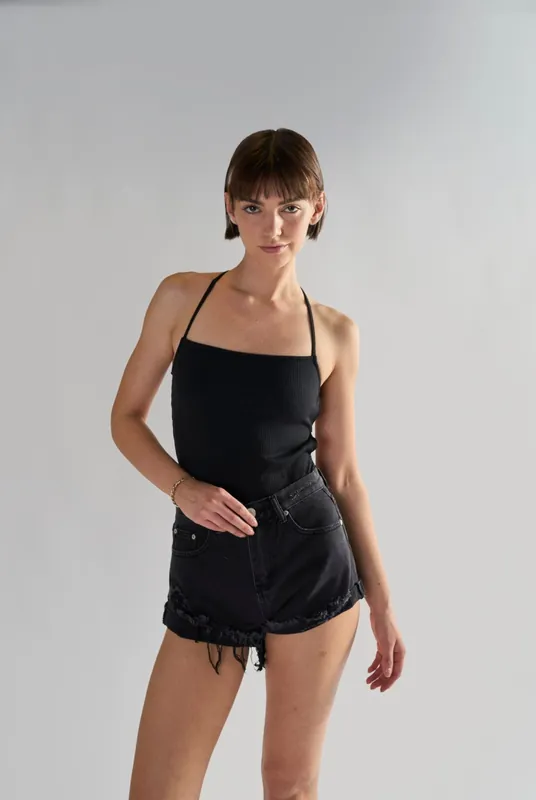 Black Tie Back Bodysuit - Shnoo