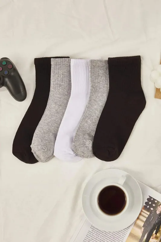 5 Pack Cotton Knit Crew Socks - WOVCOR