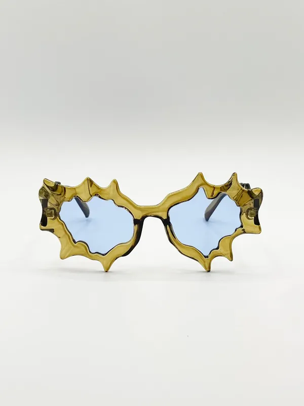 Y2K Irregular Novelty Sunglasses in Brown - SVNX