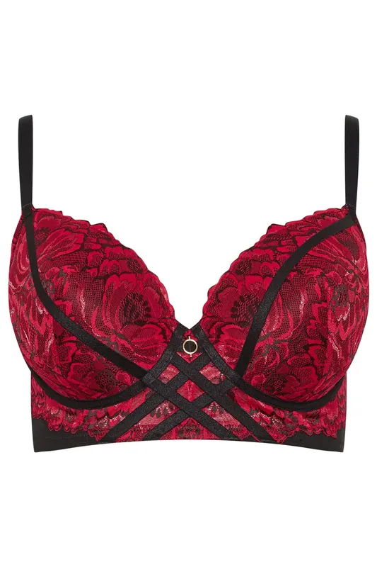 Lace Strap Detail Plunge Bra - Yours
