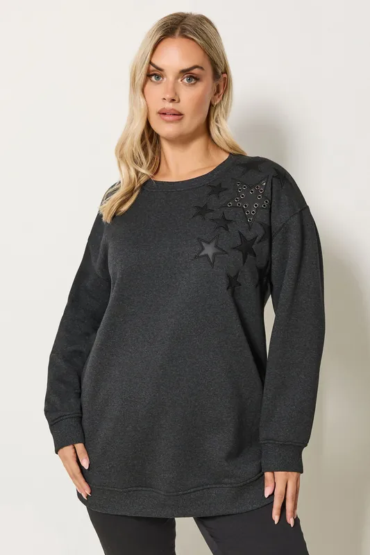 Eyelet Star Detail Sweatshirt - Yours