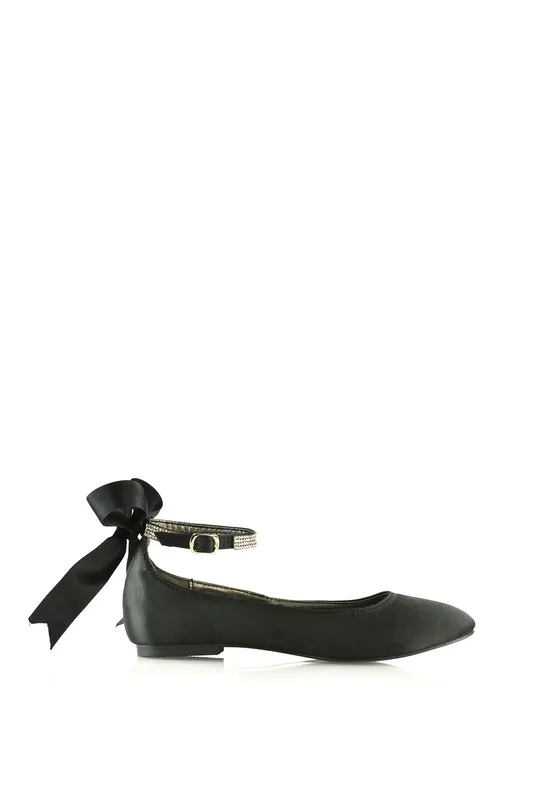 Penelope' Bow Detail Diamante Strappy Bridal Wedding Flat Ballerina Bridal Shoes - XY London