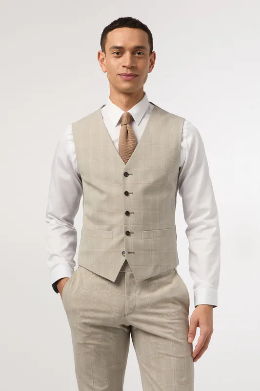 Putty Check Slim Fit Waistcoat - Antique Rogue