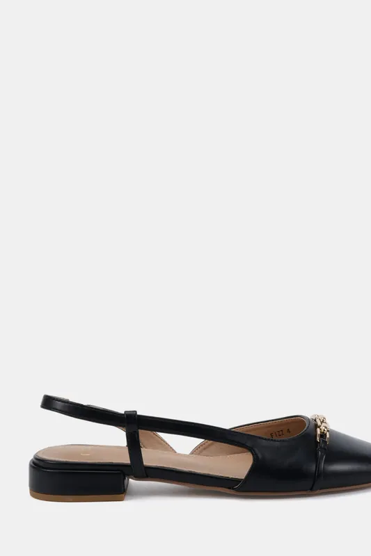 FIZZ Chain Detail Slingback Flat Shoe - Novo