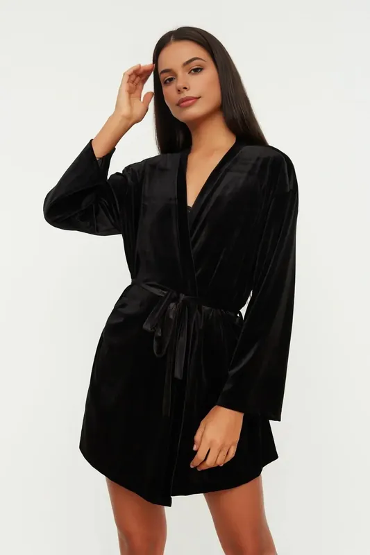 Soft Feeling Velvet Knit Dressing Gown - WOVCOR