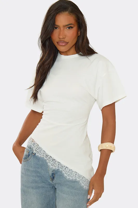 Short Sleeve Asymmetric Hem T-shirt