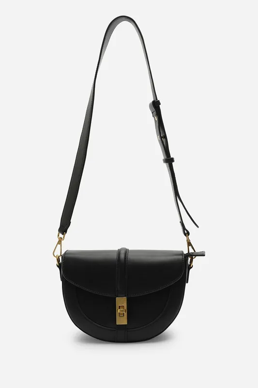 'Breeze' Faux Leather Shoulder Bag With Gold Lock Detail - Where's That From