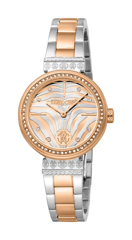 Women Stainless Steel Two Tone Silver & Rose Gold Color Watch - Roberto Cavalli