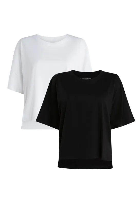 2 Pack Cotton Crew Neck Boxy Fit Short Sleeve T-Shirts