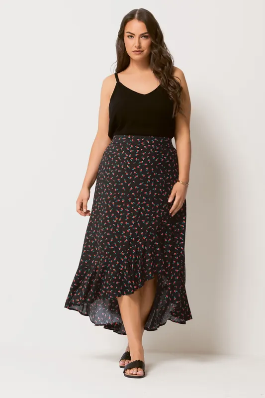 Ditsy Floral Ruffle Maxi Skirt - Yours