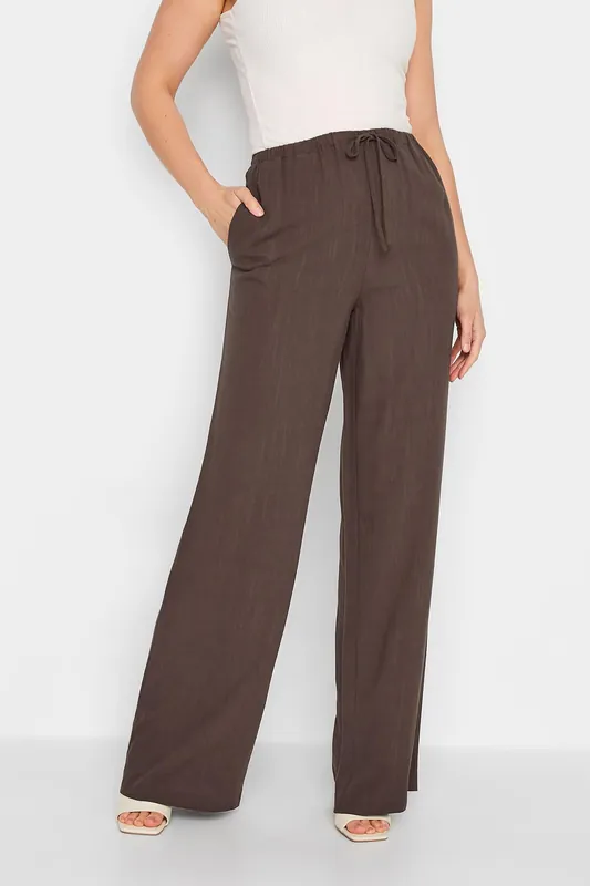 Tall Wide Leg Linen Trousers - Long Tall Sally
