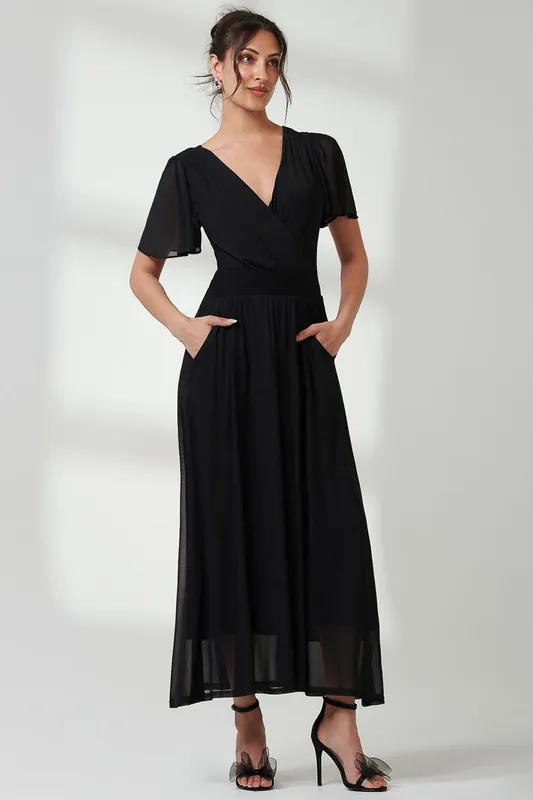 Angel Sleeve Mesh Maxi Dress - Jolie Moi