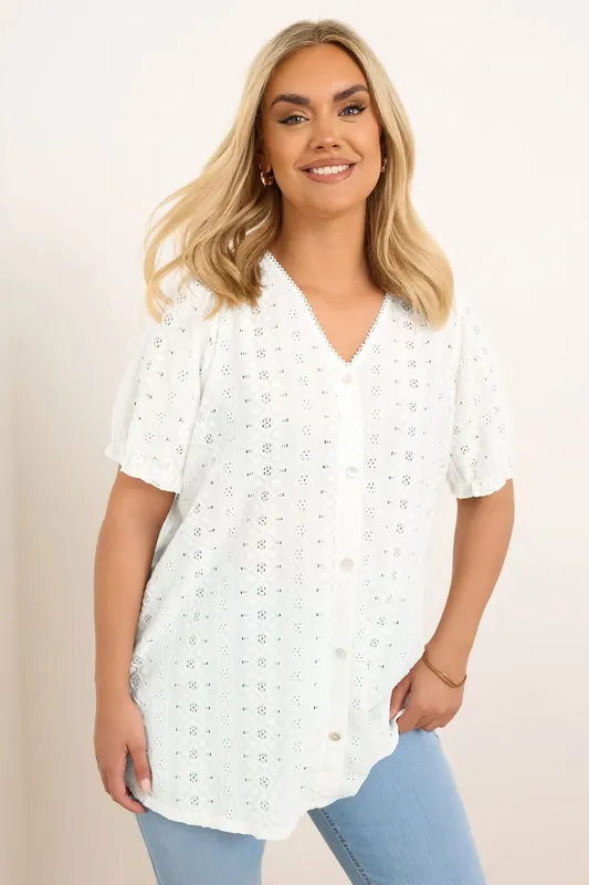 Broderie Anglaise Puff Sleeve Blouse - Yours