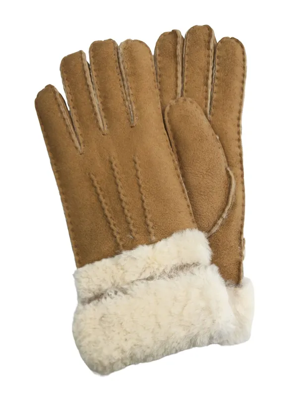 Genuine Sheepskin Suede Gloves with Roll Up/Down Cuff - Infinity Leather