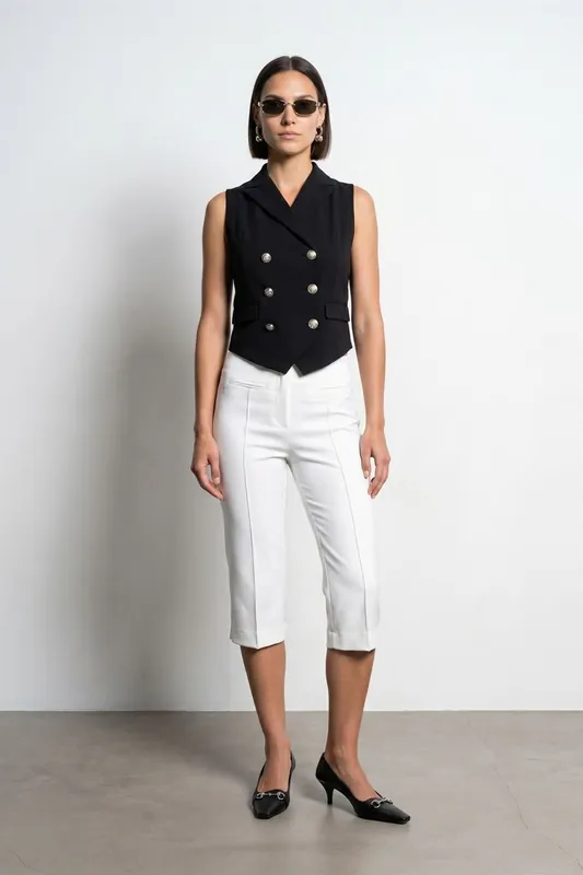 Women's Shawl-collar Woven Waistcoat