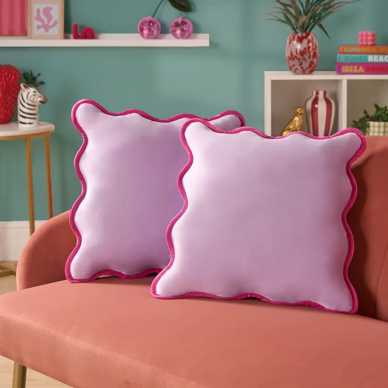 2 x Scallop Edge Matte Velvet Cushion Covers Home Décor - OHS