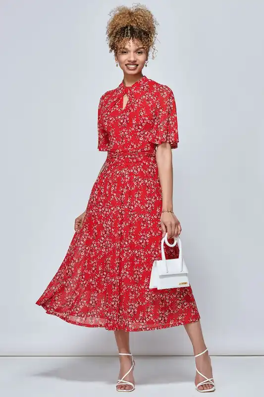 Carina Key Hole Mesh Midi Dress - Jolie Moi