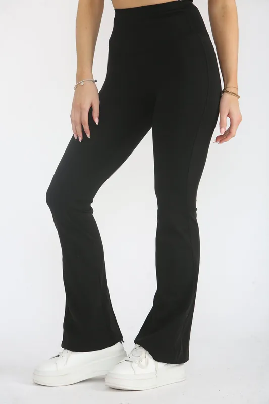 High Waisted Wide Band Flared Activewear Leggings - Femme Luxe