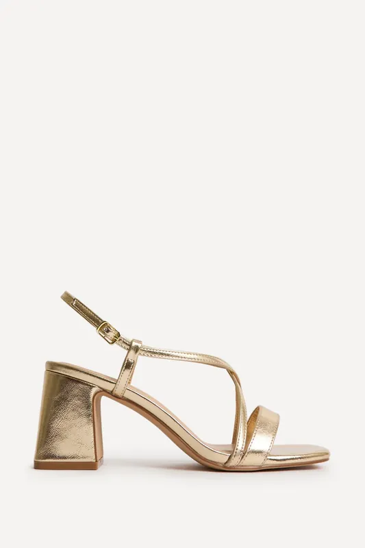 Remain Wide Fit Gold Heeled Sandals - Linzi