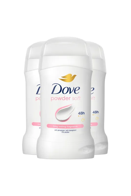 Powder Soft 'Antiperspirant' Deo Stick w/ 48H Protection 50ml, 3pk - Dove