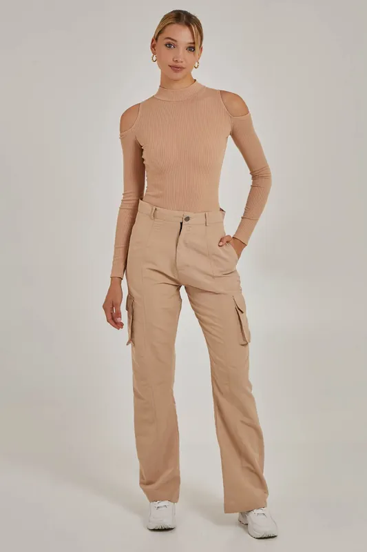 Cold Shoulder Ribbed Body - Pink Vanilla