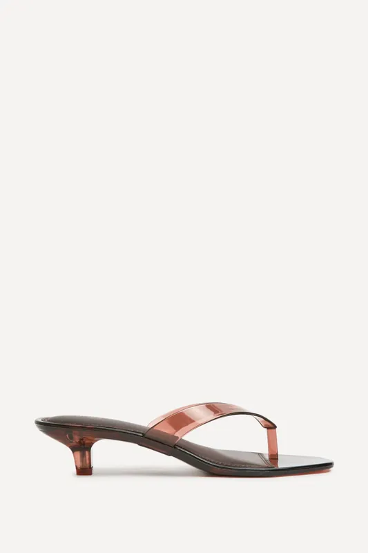 Cher Brown Jelly Heeled Sandals - Linzi