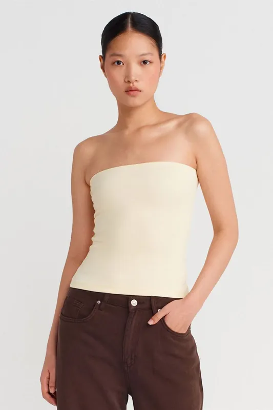 Strapless Slim-fit Jersey Blouse