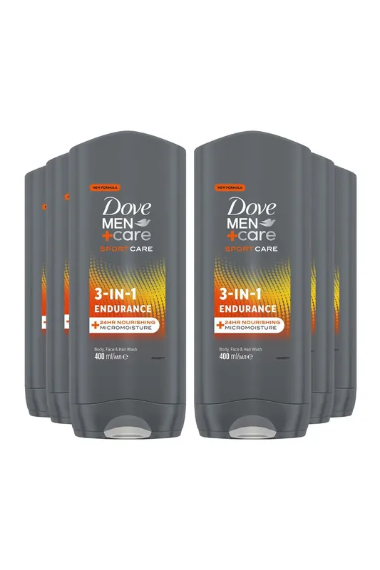 Men+Care 'Hair, Face & Body Wash', 3 in 1 Endurance,6x400ml - Dove
