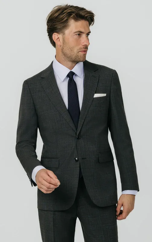 Charcoal Windowpane Suit Jacket - Dobell