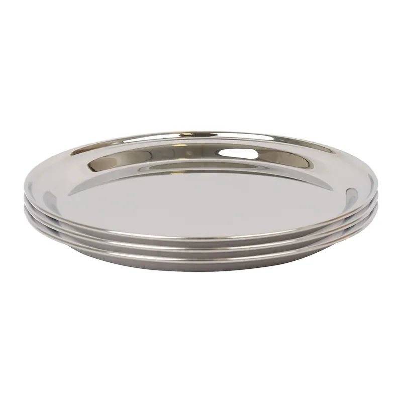 30cm Stainless Steel Serving Platter - Chrome Dinner Tray - Set of 3