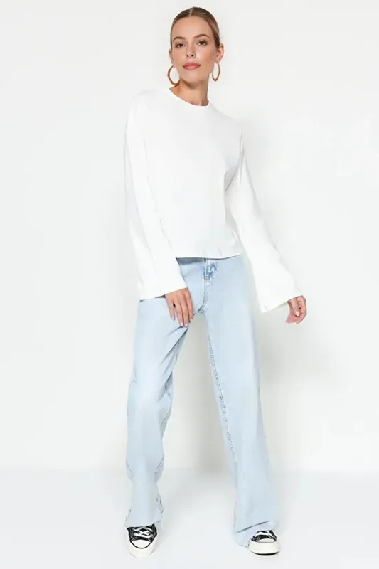 Crew Neck Knit Long Sleeve Top - WOVCOR