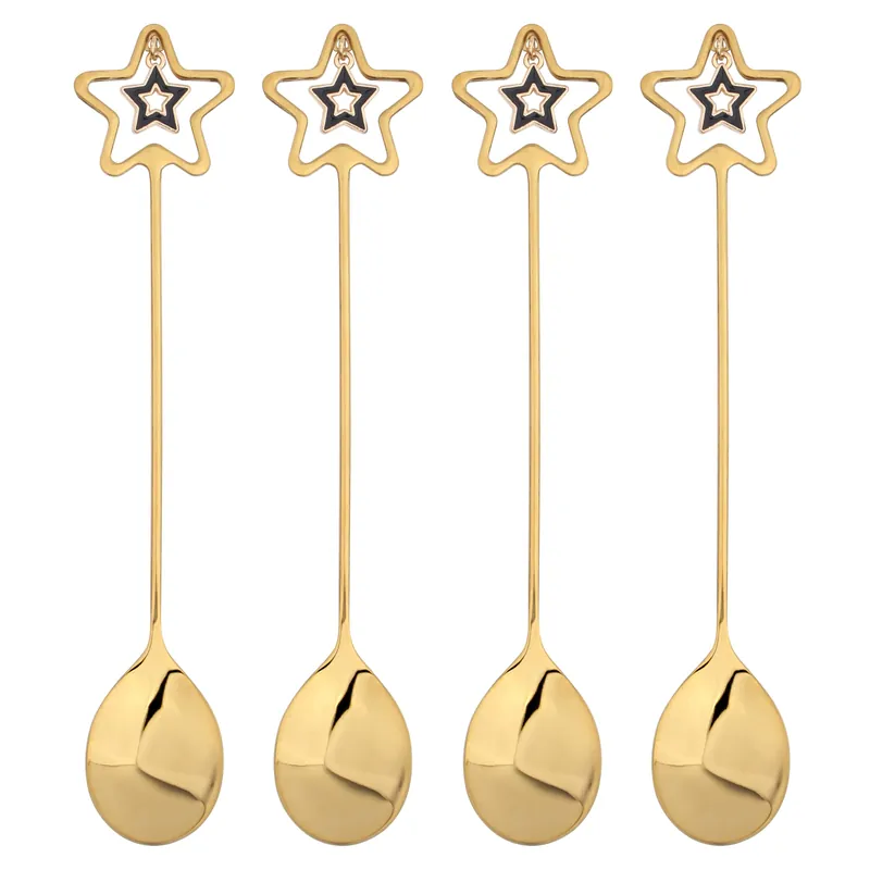 Tea Spoons 18/8 Stainless Steel Gold Christmas Star 4pcs - Glim & Glam