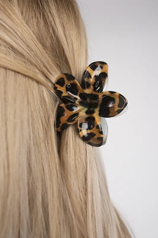 Jenaya Flower Shaped Printed Hair Claw Clip - IKRUSH