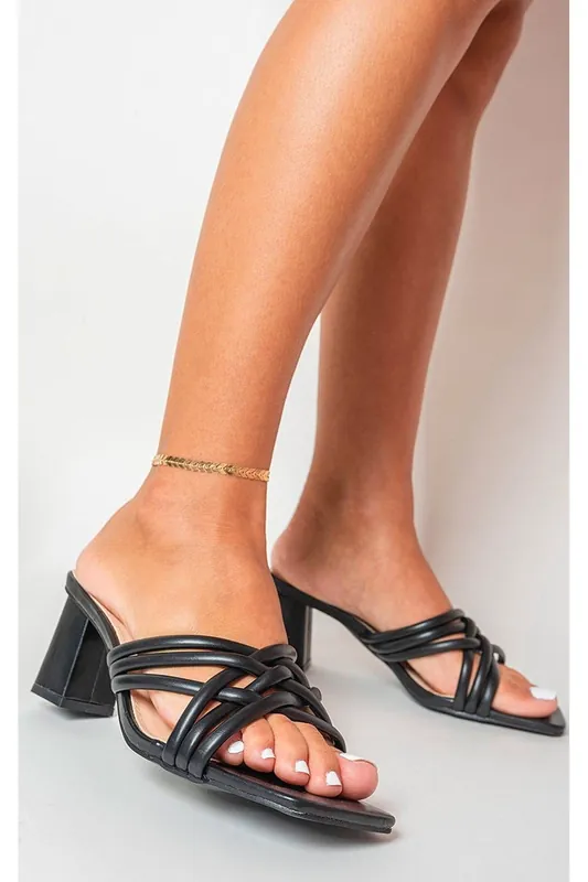 Gracie Strappy Slip On Low Heel Sandals - IKRUSH