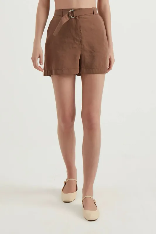 High Waist Casual Shorts with a Belt Detail - Hiccup