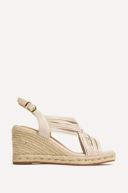 Tamed Nude Woven Espadrille Wedges - Linzi