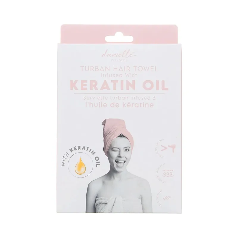 Pink Turban Hair Towel Infused With Keratin Oil - Danielle Creations