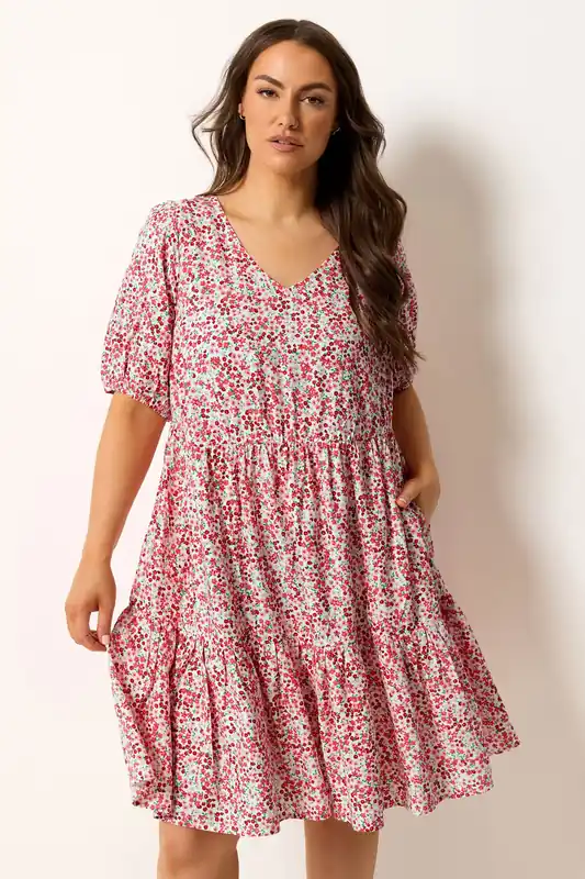 Floral Tiered Smock Dress - Yours