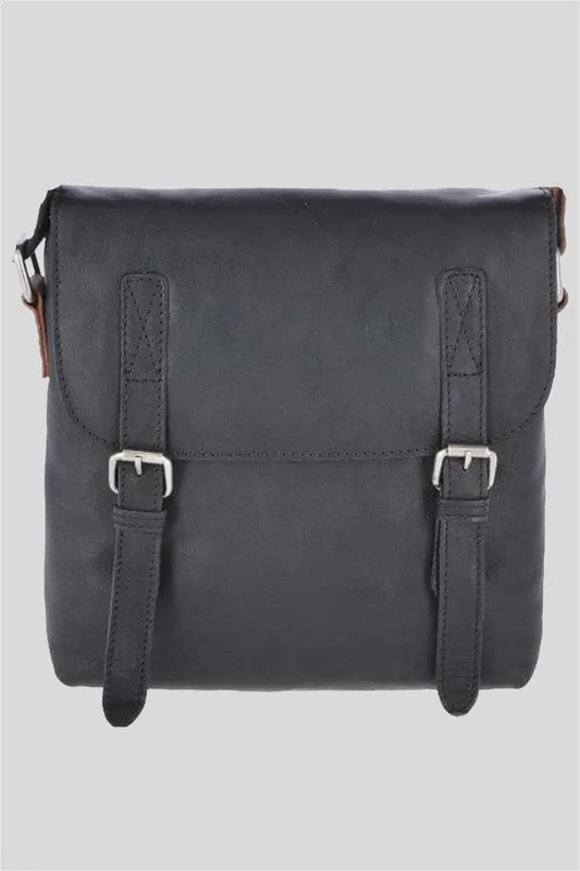'Renato' Real Leather Vintage Flight Shoulder Bag - Ashwood Leather