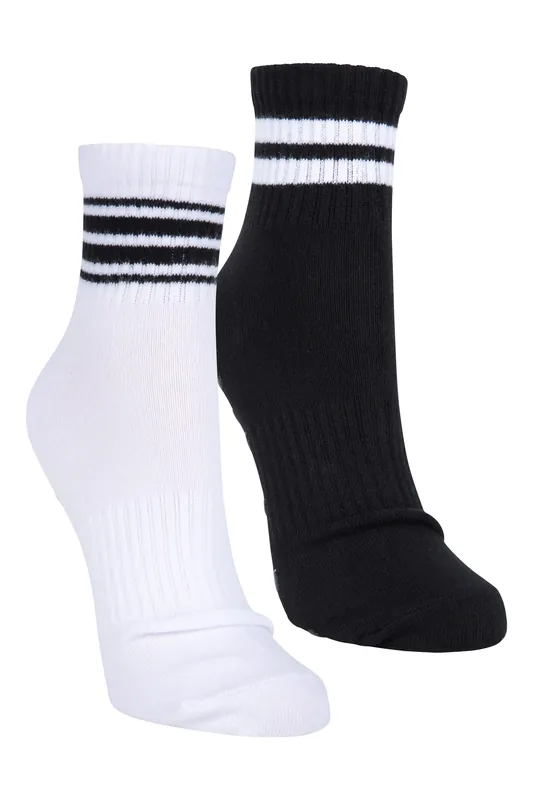 2 Pack 'Grippi' Soft Stretchy Comfy Quarter Length Exercise Socks - Mountain Warehouse
