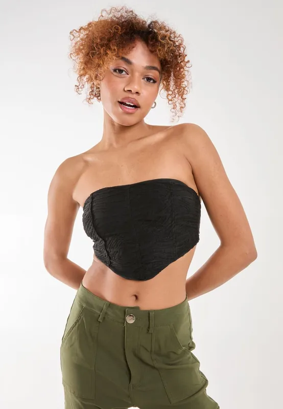 Tiger Print Textured Corset Top - Pink Vanilla