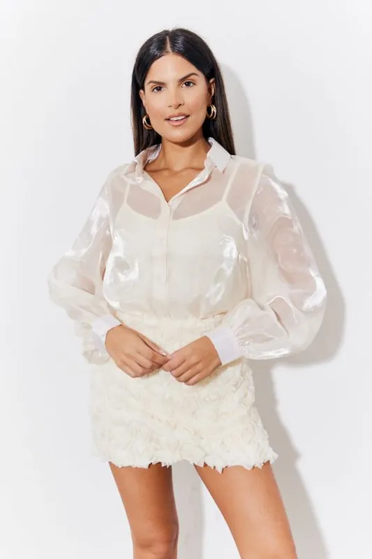 Beige Organza Shirt - In The Style