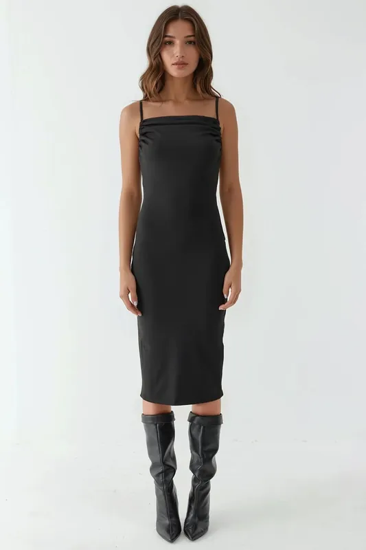 Cowl Neck Bodycon Midi Dress - Hiccup