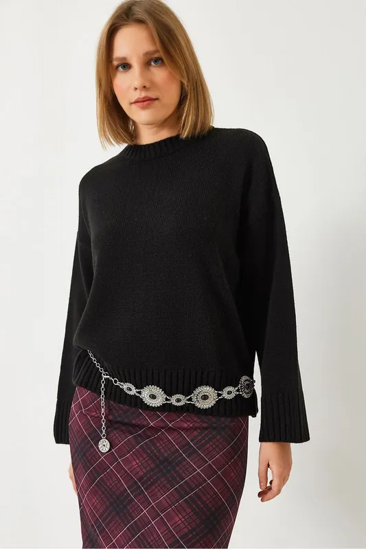 Relaxed Fit Crew Neck Ribbed Sweater - Bianco Lucci