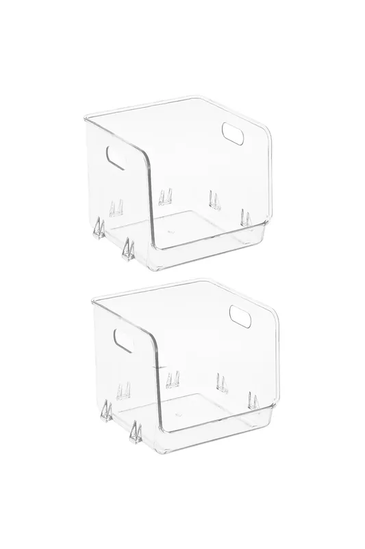 2pcs Stackable Transparent Desktop Storage Boxes - SHEONLY