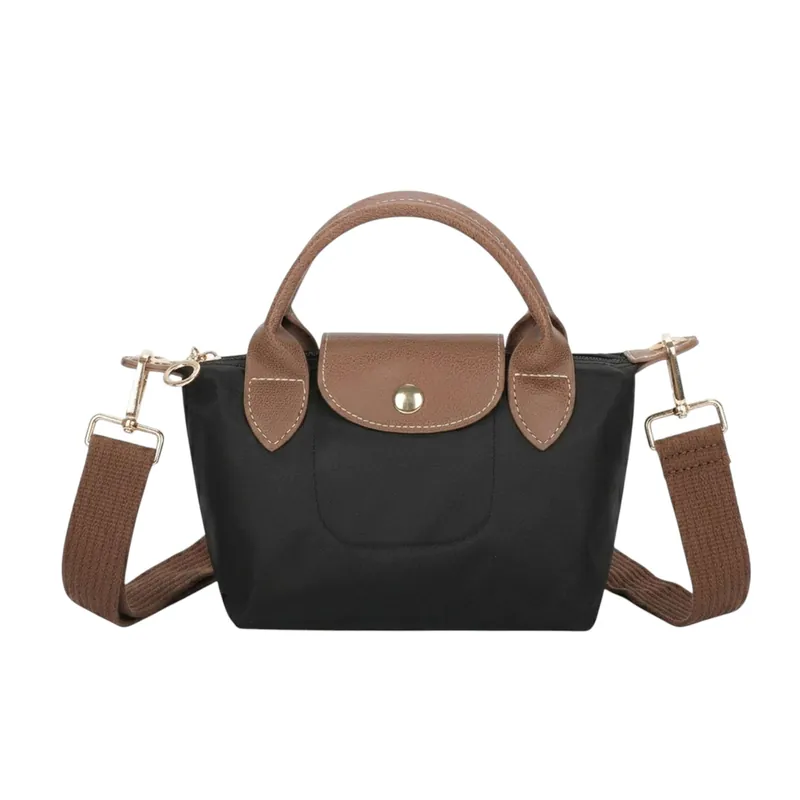 Mini Top Handle Nylon Crossbody Shoulder Grab Bag - Kitise