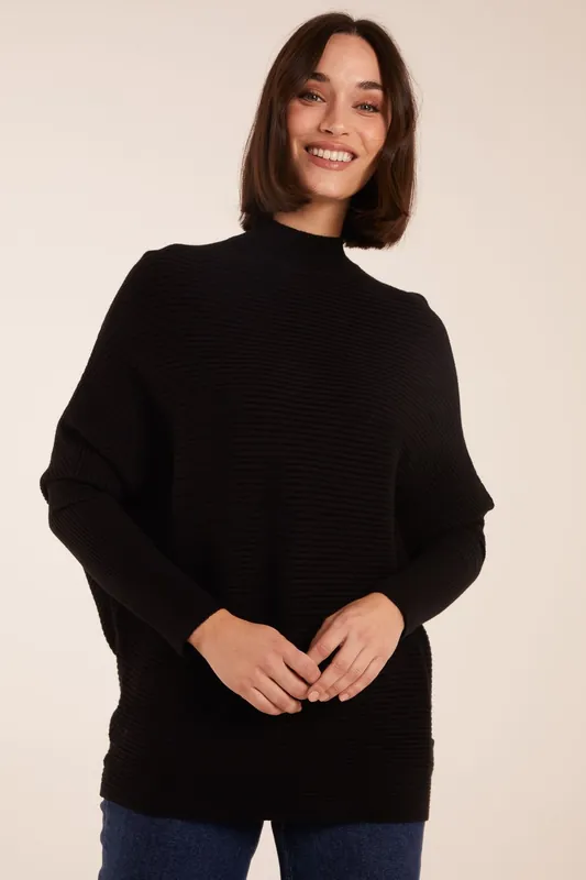 Ribbed Batwing Jumper - Blue Vanilla