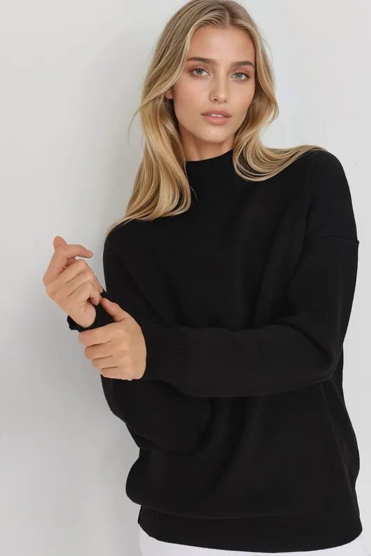 Oversized Half Turtleneck Knit Sweater - MyFashion