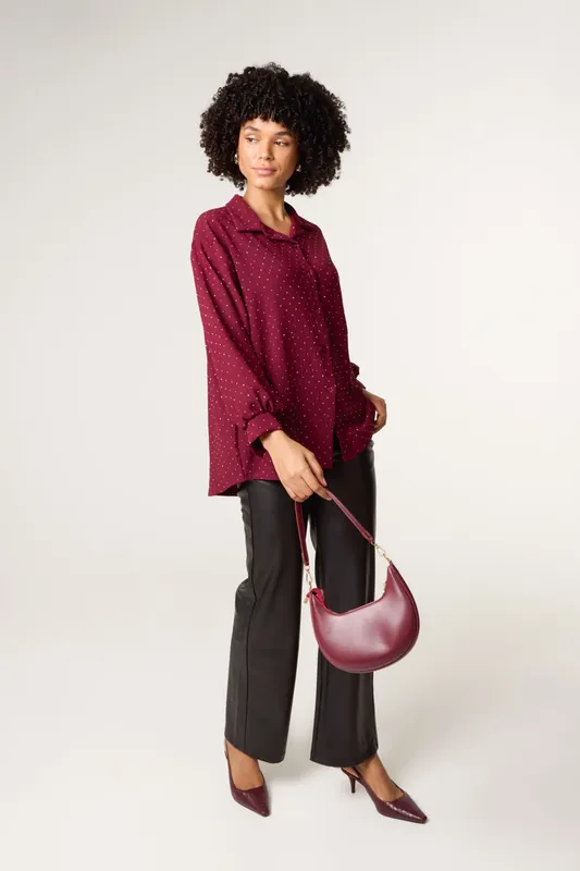 Wine Diamante Shirt - Blue Vanilla